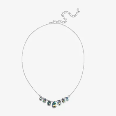 Bijoux Bar Delicates Silver Tone Glass 16 Inch Link Statement Necklace