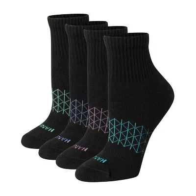 Hanes Absolute Active 4 Pair Quarter Ankle Socks Womens