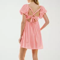 City Triangle Womens Short Sleeve Babydoll Dress Juniors