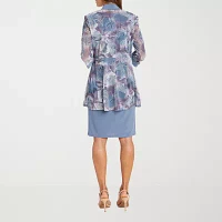 R & M Richards Womens Jacket Dress With Removable Necklace