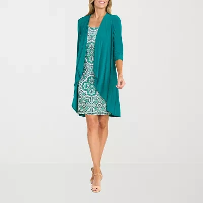 R & M Richards Womens Jacket Dress With Removable Necklace