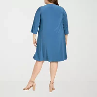 R & M Richards Womens Jacket Dress Plus With Removable Necklace