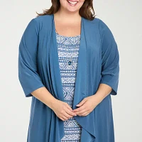 R & M Richards Womens Jacket Dress Plus With Removable Necklace