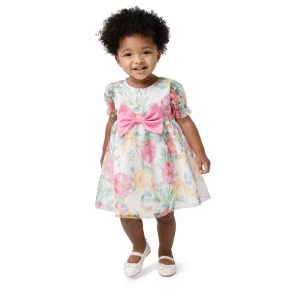 Rare Editions Baby Girls Sleeveless Puffed Sleeve Flower Girl Fit + Flare Dress