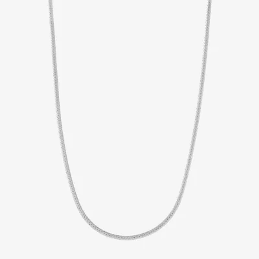 14K White Gold 18 Inch Solid Herringbone Chain Necklace