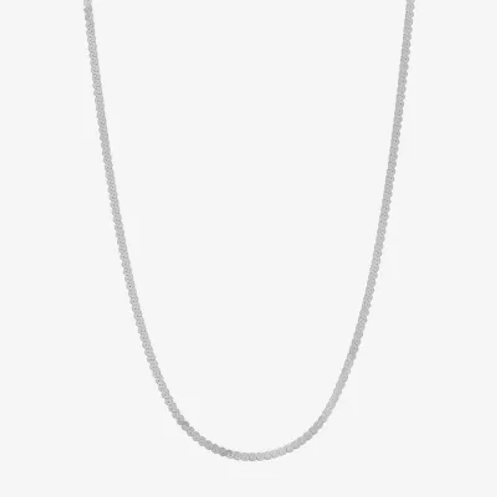 14K White Gold 18 Inch Solid Fashion Chain Necklace