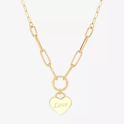 Made in Italy "Love" Womens 14K Gold Heart Pendant Necklace