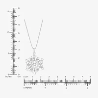 Womens Crystal Sterling Silver Snowflake Pendant Necklace