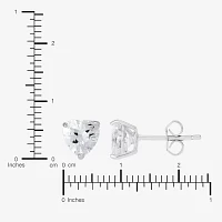 White Cubic Zirconia Sterling Silver 6.1mm Heart Stud Earrings