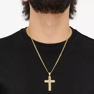 Mens 10K Gold Cross Pendant Necklace