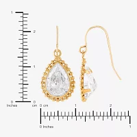 White Cubic Zirconia 14K Gold Pear Drop Earrings