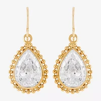 White Cubic Zirconia 14K Gold Pear Drop Earrings