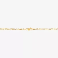 Womens 17 Inch White Cubic Zirconia 10K Gold Link Necklace Heart