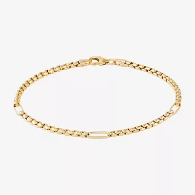 10K Gold 7.5 Inch Hollow Box Link Bracelet