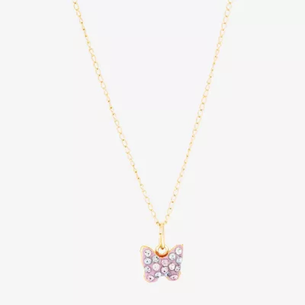 Girls Lab Created Multi Color Crystal 14K Gold Butterfly Pendant Necklaces