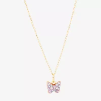 Girls Lab Created Multi Color Crystal 14K Gold Butterfly Pendant Necklaces