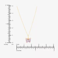 Girls Lab Created Multi Color Crystal 14K Gold Butterfly Pendant Necklaces