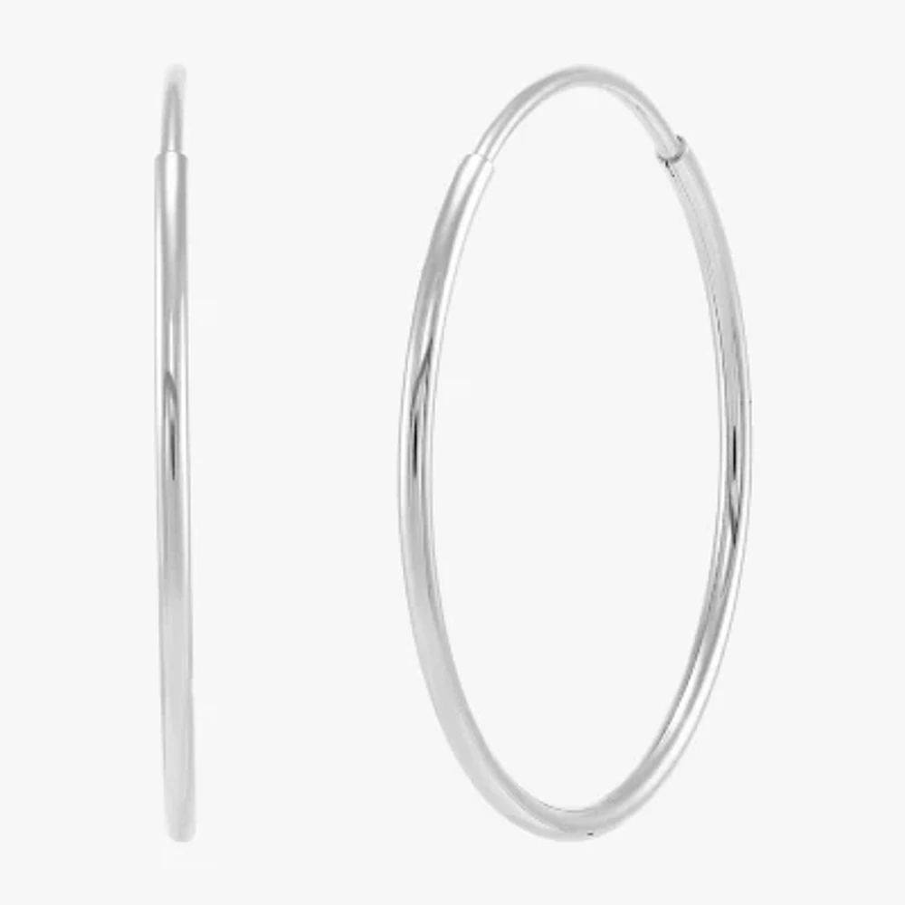 14K White Gold 12mm Hoop Earrings