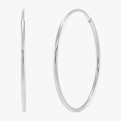 14K White Gold 12mm Hoop Earrings