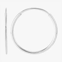 14K White Gold 12mm Hoop Earrings