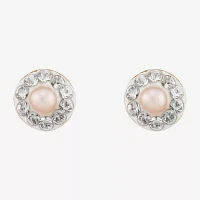 Dyed Pink Cultured Freshwater Pearl 14K Gold 6.5mm Stud Earrings