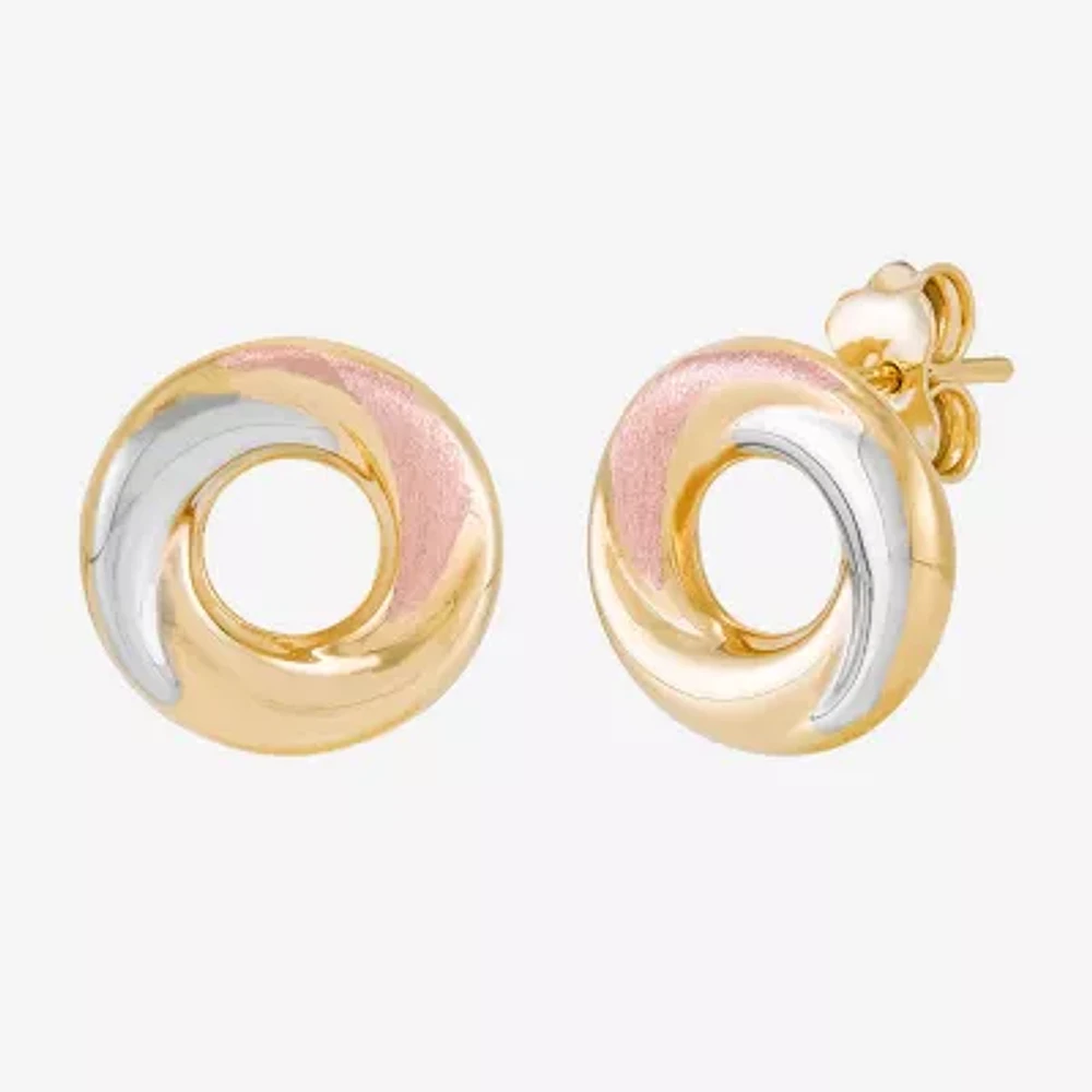 14K Tri-Color Gold 12.5mm Knot Stud Earrings