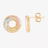 14K Tri-Color Gold 12.5mm Knot Stud Earrings