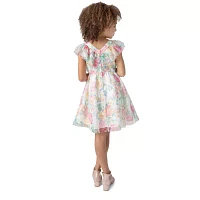 Rare Editions Toddler Girls Embellished Short Sleeve Flutter Empire Waist Dress