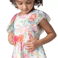 Rare Editions Toddler Girls Embellished Short Sleeve Flutter Empire Waist Dress