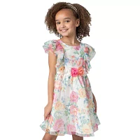 Rare Editions Toddler Girls Embellished Short Sleeve Flutter Empire Waist Dress