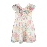 Rare Editions Toddler Girls Embellished Short Sleeve Flutter Empire Waist Dress