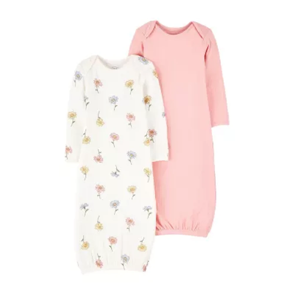 Carter's Purelysoft Baby Girls Round Neck Long Sleeve 2-pc. Nightgown