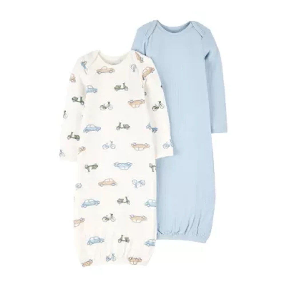 Carter's Purelysoft Baby Boys Round Neck Long Sleeve 2-pc. Nightgown