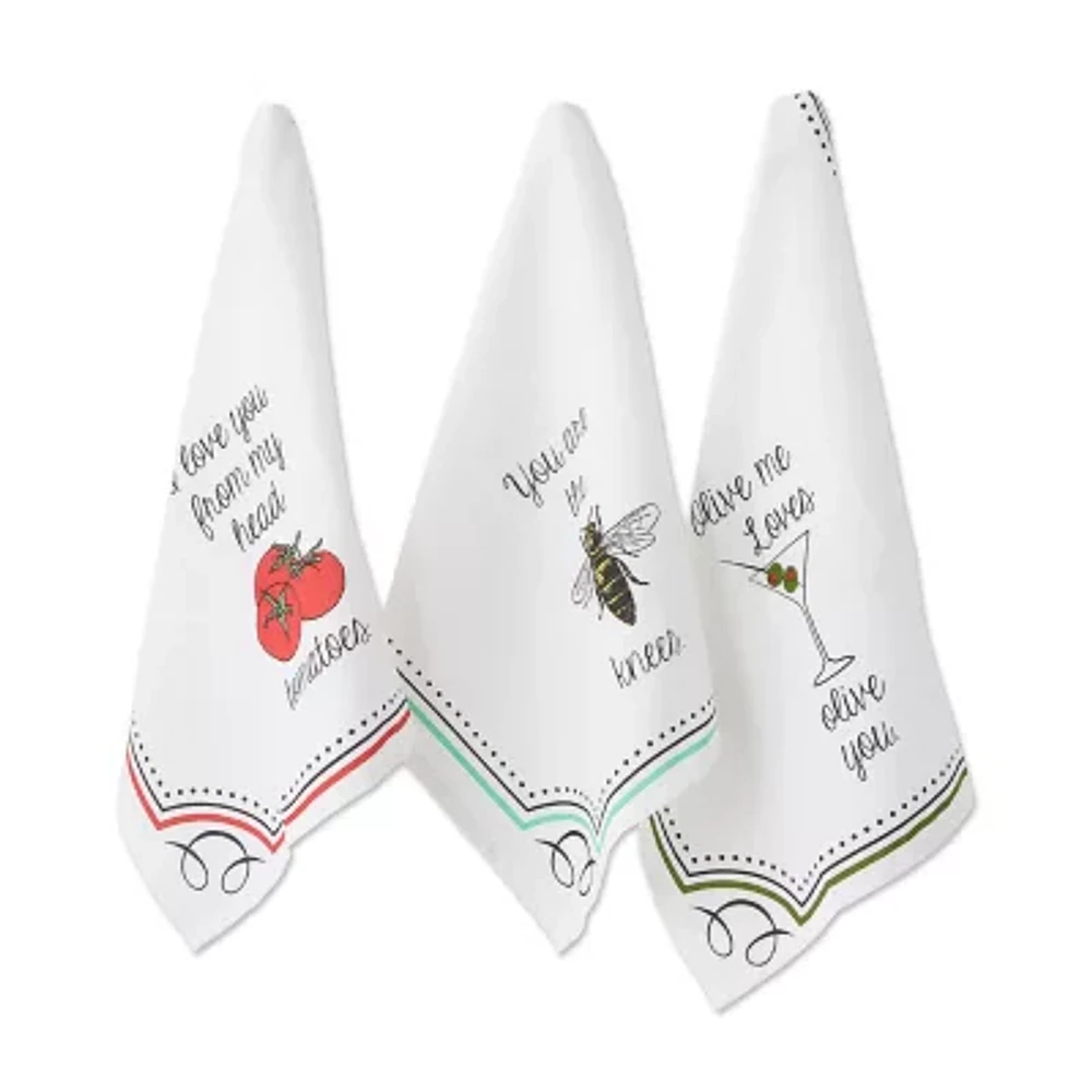 Design Imports Love You 3-pc. Dish Towel Set