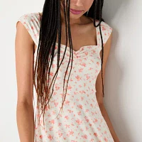 Arizona Womens Short Sleeve Floral Fit + Flare Dress Juniors