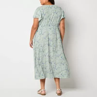 Frye and Co. Womens Short Sleeve Maxi Dress Plus