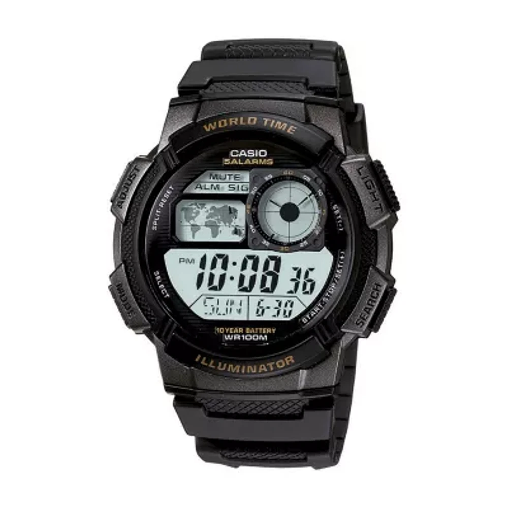 Casio® Illuminator Mens Black Bezel Digital Sport Watch AE1000W-1AV