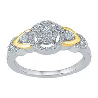 Promise My Love Womens 1/4 CT. T.W. Natural White Diamond 10K Gold Sterling Silver Round Halo Ring