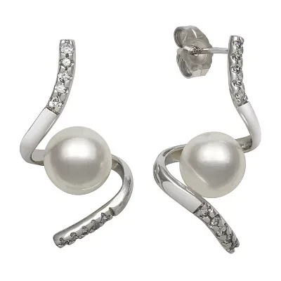 Sterling Silver Cultured Freshwater Pearl & White Topaz Earrings