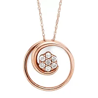 Diamond Blossom 1/6 CT.T.W. Natural Diamond 10K Rose Gold Swirl Pendant Necklace