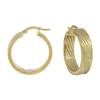 14K Yellow Gold Diamond Cut Slashes Hoop Earrings