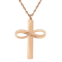 Personalized Womens 24K Gold Over Silver Cross Infinity Name Pendant Necklace