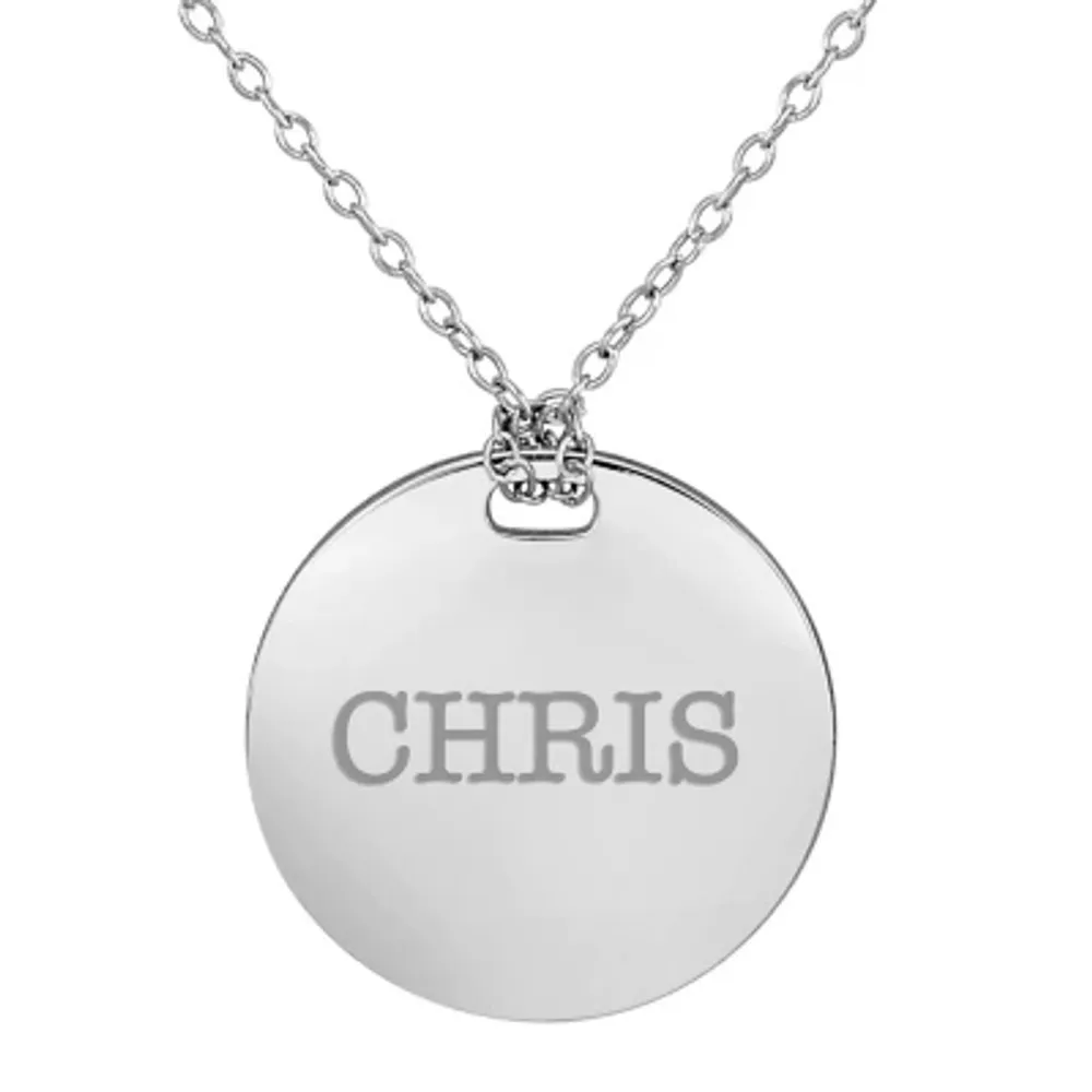 Personalized Sterling Silver 19mm Round Name Pendant Necklace