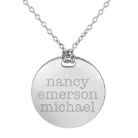 Personalized Sterling Silver 19mm Round Family Name Pendant Necklace