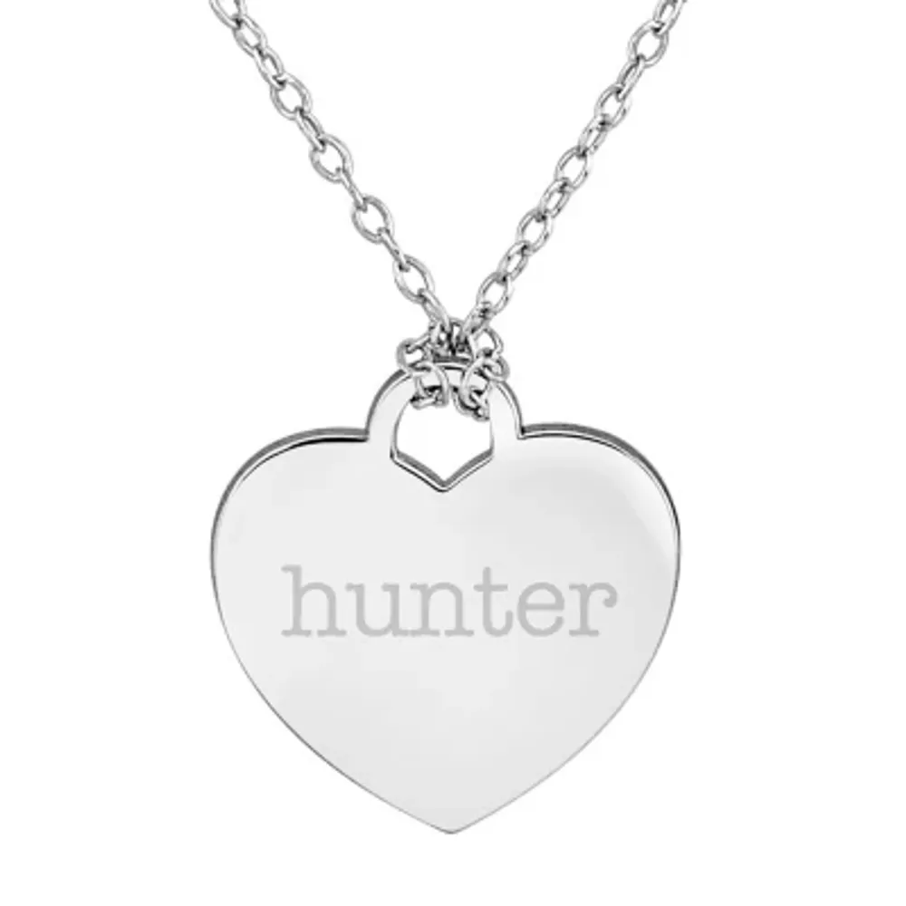 Personalized Sterling Silver Name Heart Pendant Necklace