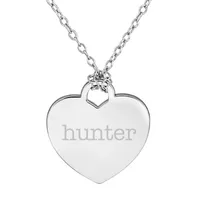 Personalized Sterling Silver Name Heart Pendant Necklace