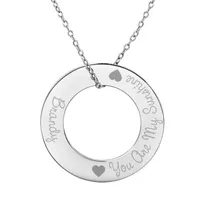 Personalized Sterling Silver 29mm "You Are My Sunshine" Round Pendant Necklace