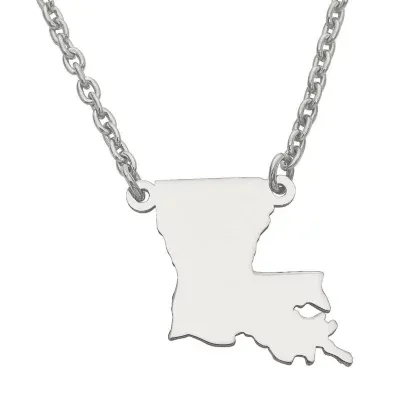 Personalized Sterling Silver Louisiana Pendant Necklace