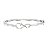 Infinite Promise 1/10 CT.T.W. Natural Diamond Bangle Bracelet in Sterling SIlver with 14K Rose Gold Accent