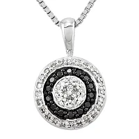 1/3 CT.T.W. Natural White and Color-Enhanced Black Diamond Circle Pendant Necklace